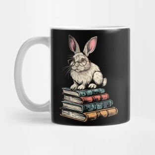 Vintage Rabbit Reading Bunny With Glasses Happy Easter Mug
